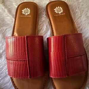 Yellow Box Red Slide Sandals with Textured Upper